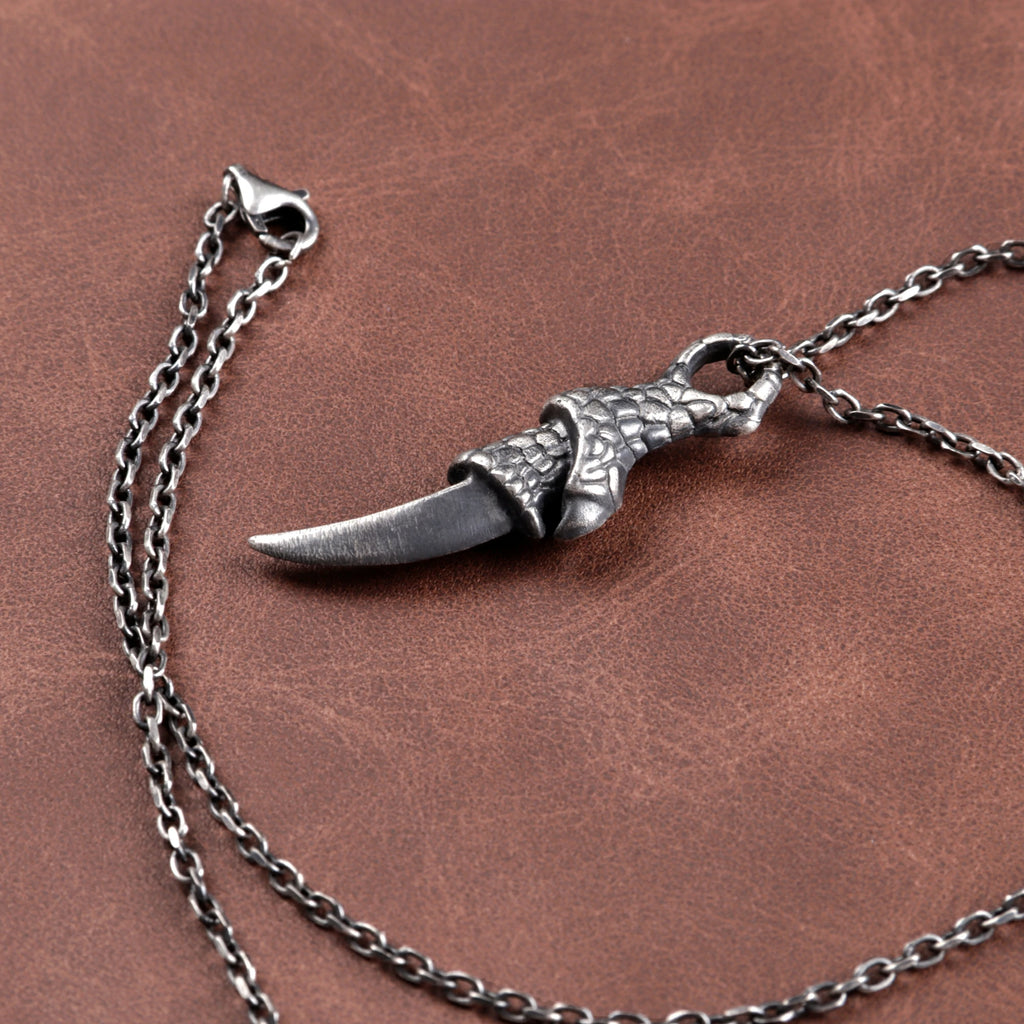 925 Sterling Silver Dragon Claw Pendant Necklace for Men, Durable Gothic Jewelry Gift