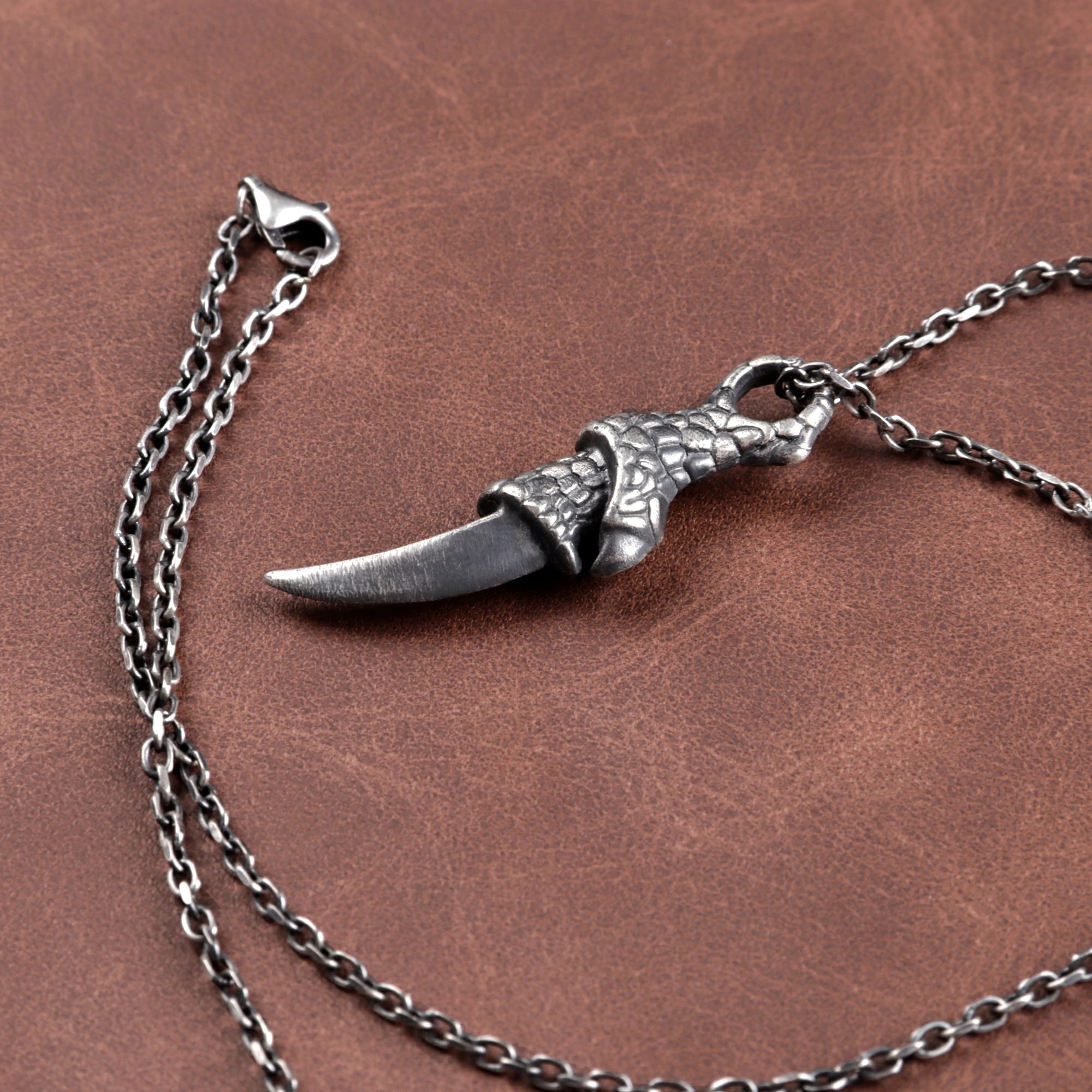 925 Sterling Silver Dragon Claw Pendant Necklace for Men, Durable Gothic Jewelry Gift