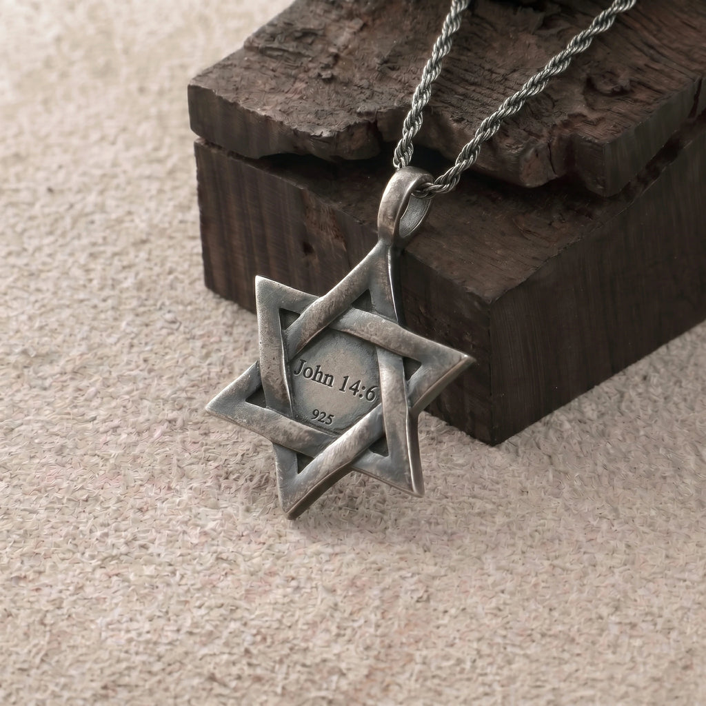 925 Sterling Silver Star of David Cross Durable Custom Engravable Necklace