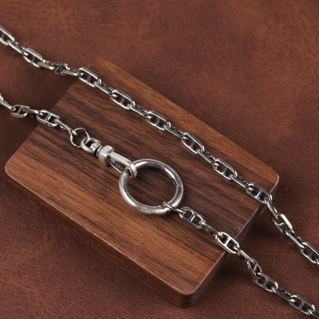 Unisex 925 Sterling Silver Mariner Anchor Chain Necklace-Spring Clasp for Pendant