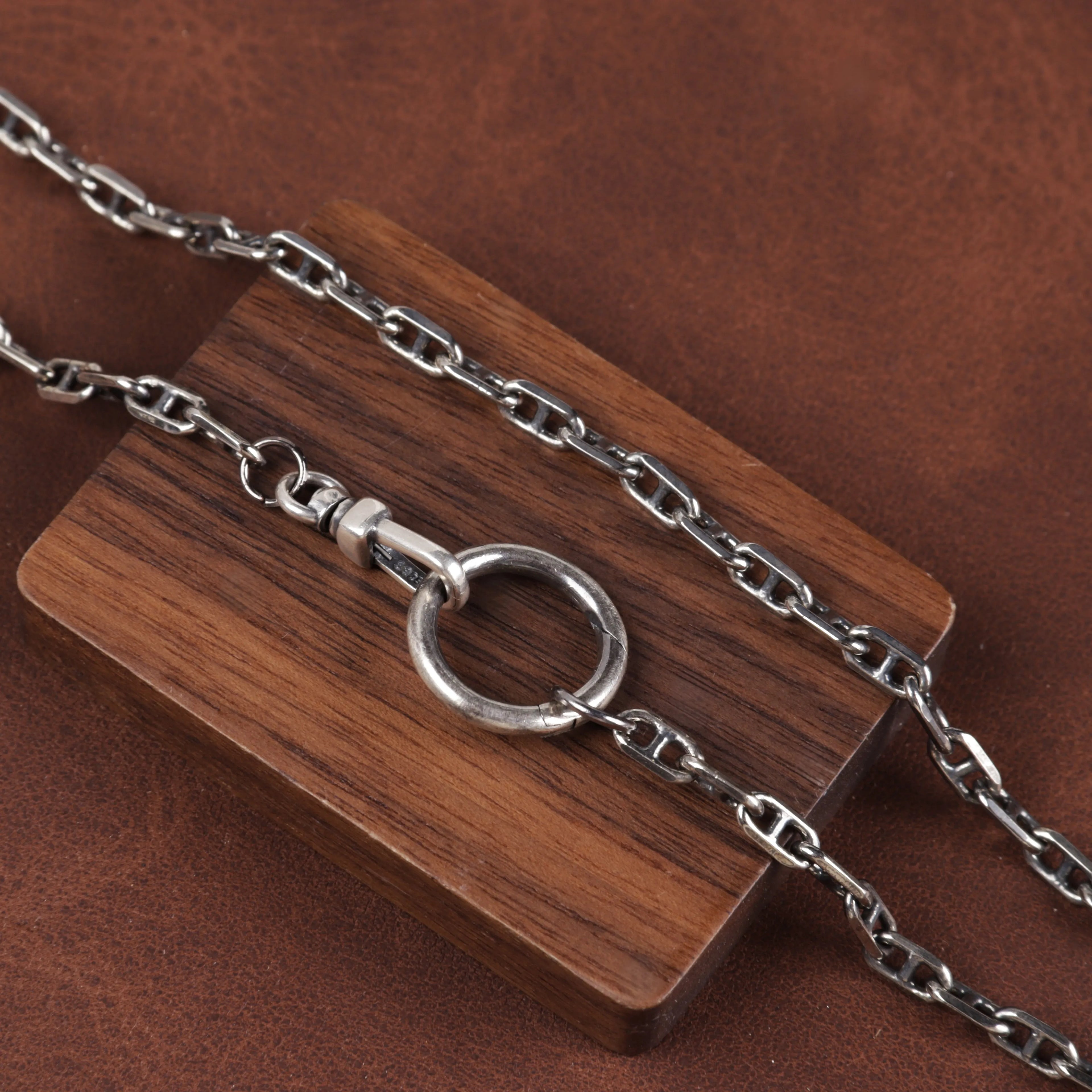 Unisex 925 Sterling Silver Mariner Anchor Chain Necklace-Spring Clasp for Pendant