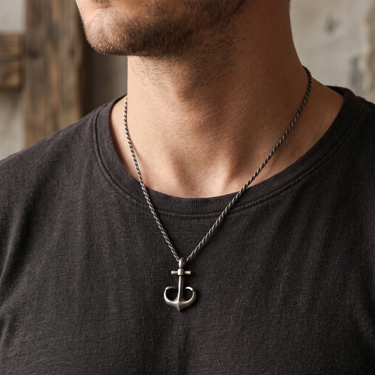 925 Sterling Silver Anchor Necklace, Vintage Nautical Talisman Pendant for Hope & Strength
