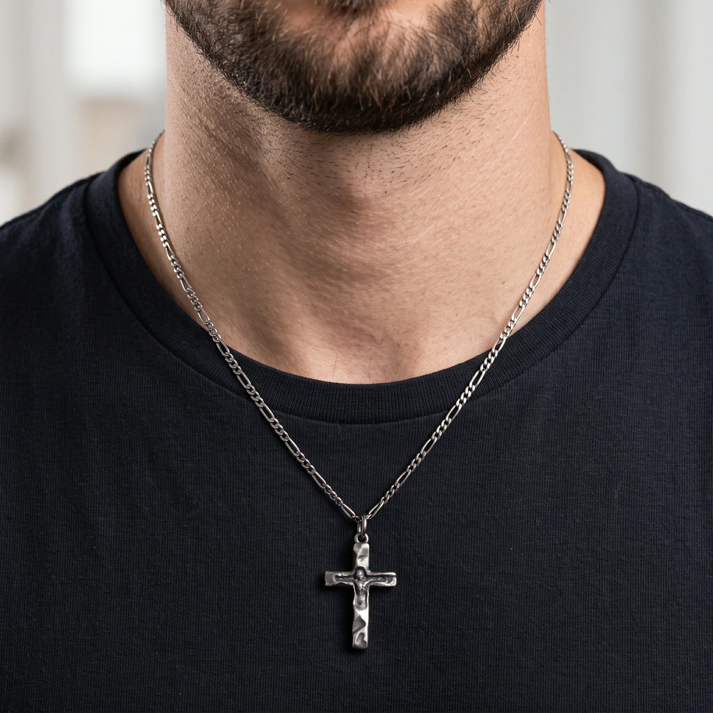 Solid 925 Sterling Silver Inset Crucifix Sacred Heirloom Protection Gift for Him Her