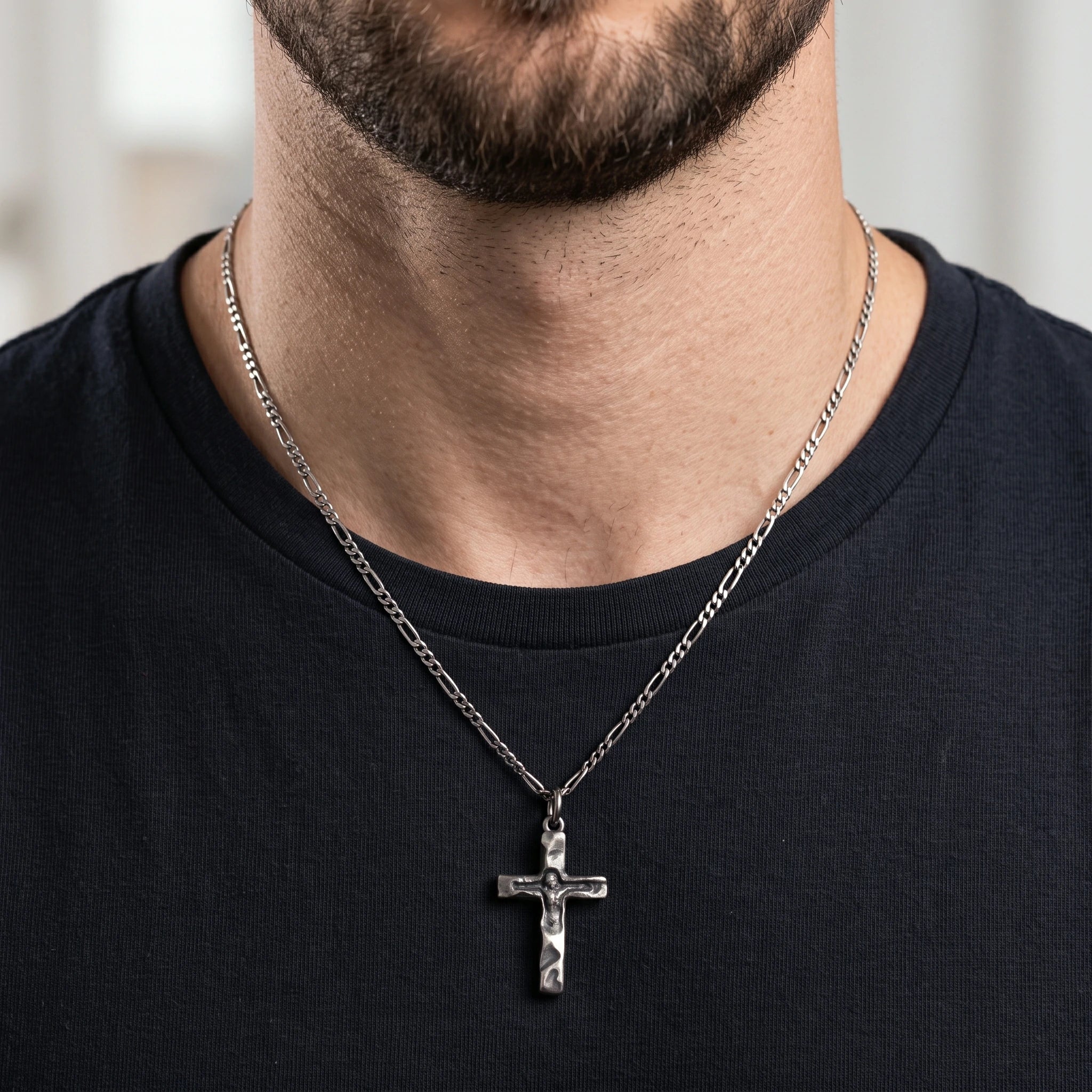 Solid 925 Sterling Silver Inset Crucifix Sacred Heirloom Protection Gift for Him Her