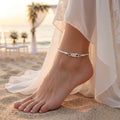 Custom 925 Sterling Silver Foxtail Chain Anklet, Engraved Groomsmen Bridesmaid Gift for Him Her