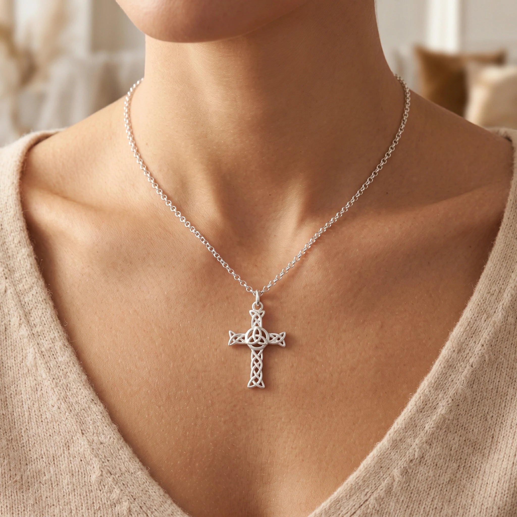 925 Sterling Silver Celtic Cross Pendant for Divine Grace & Eternal Protection