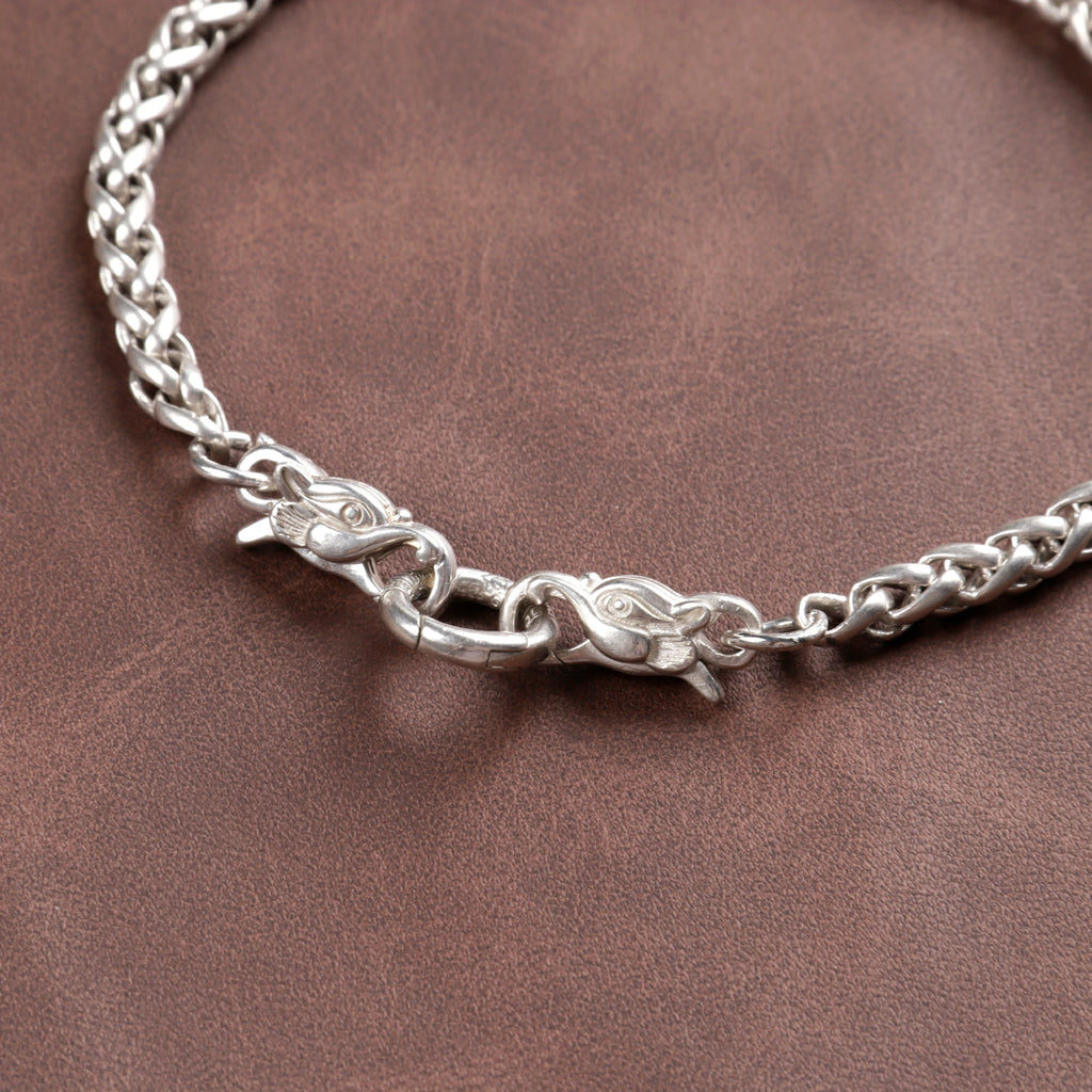 925 Sterling Silver Dragon Head Chopin Chain Durable Bracelet Gift for Him Her