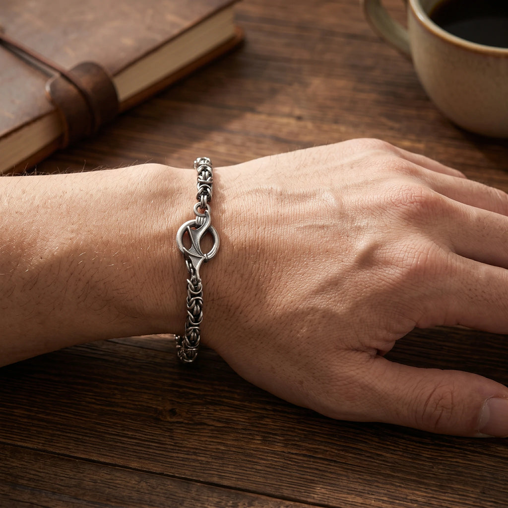 Heavy 925 Sterling Silver Byzantine Chain Bat Wing Clasp Lifetime Wear Bracelet