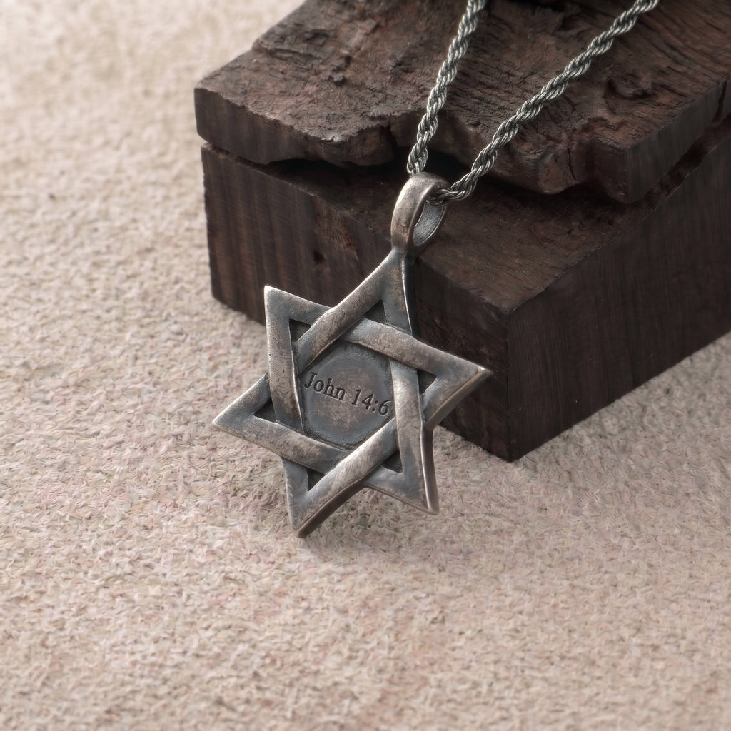 925 Sterling Silver Star of David Cross Durable Custom Engravable Necklace