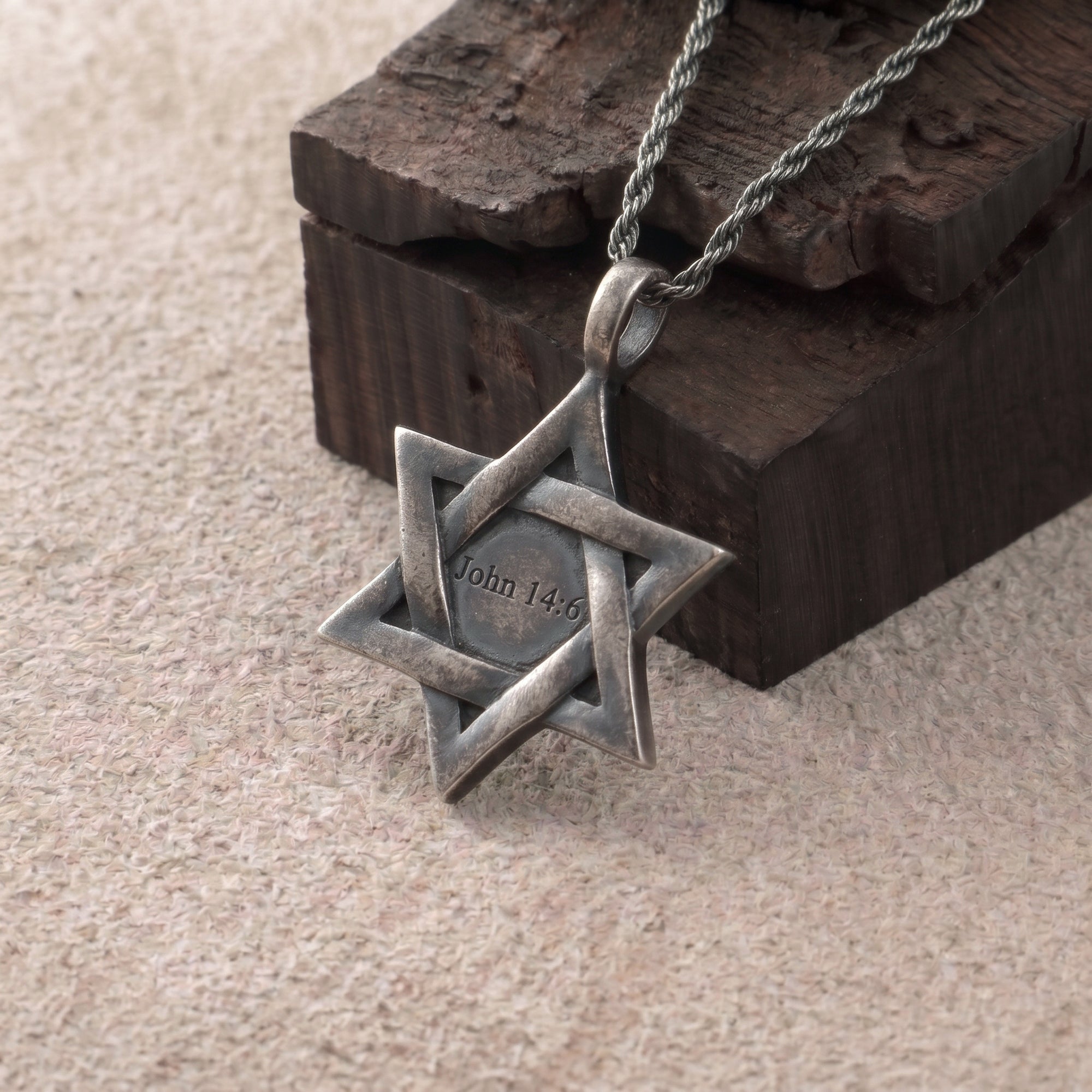 925 Sterling Silver Star of David Cross Durable Custom Engravable Necklace