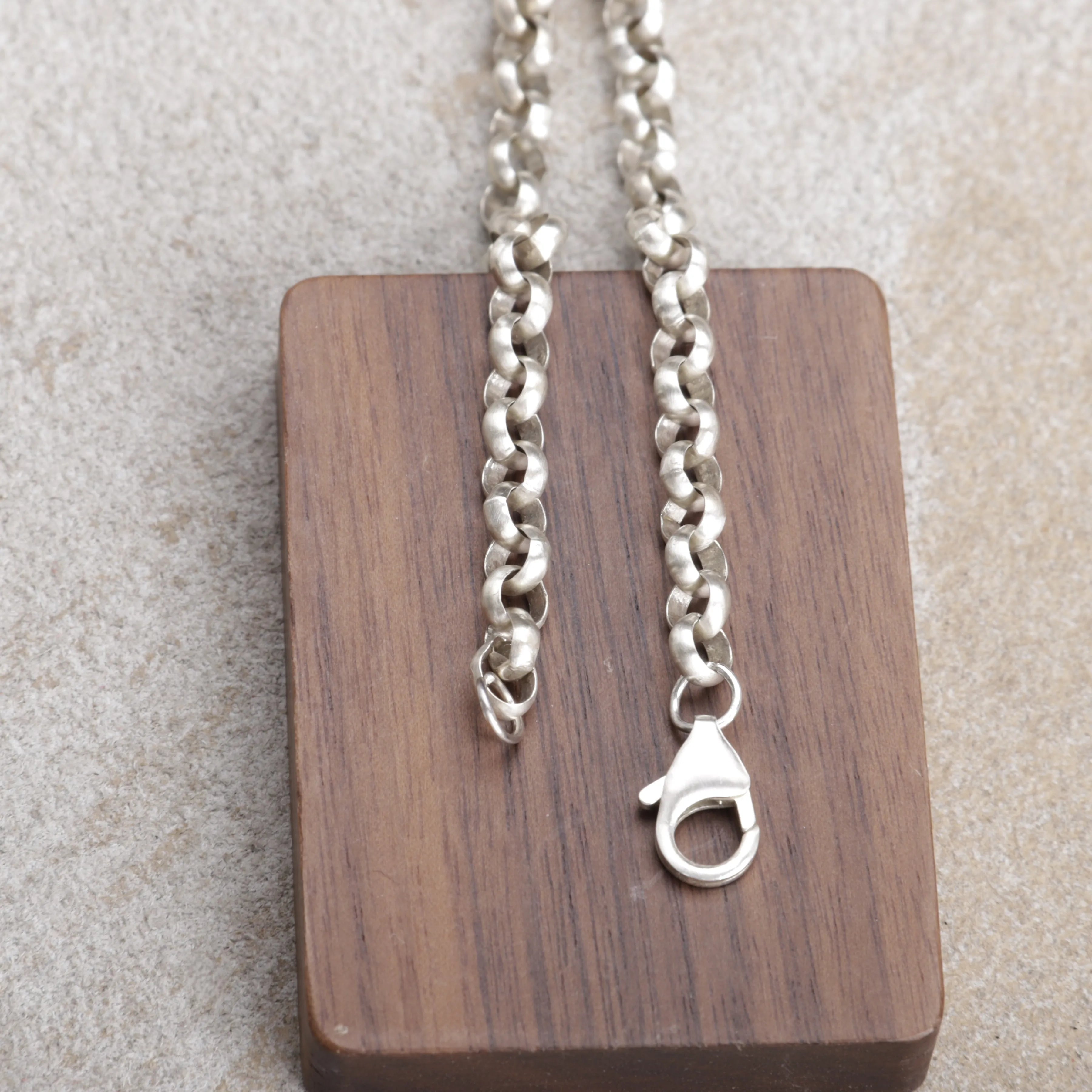 Unisex 925 Silver Rolo Anklet Chain -Oxidized & Polished Necklace