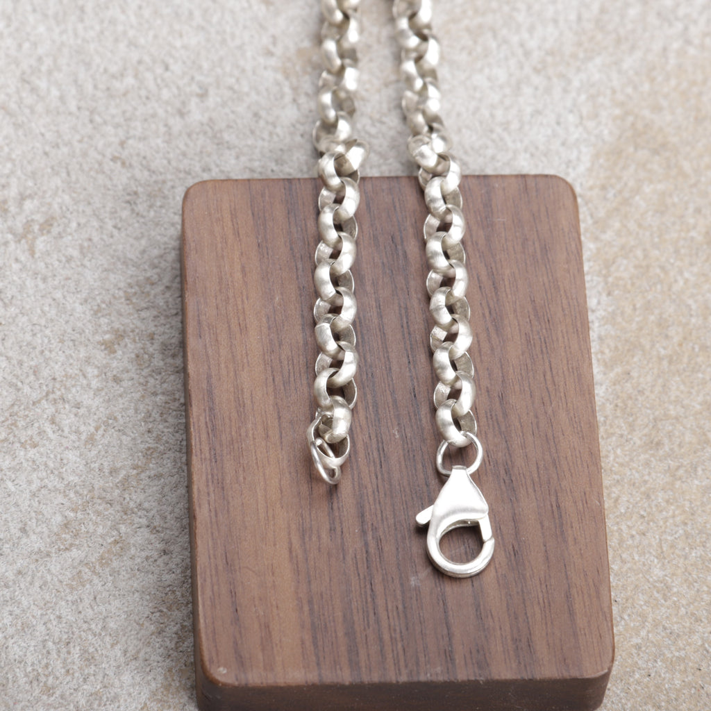 Unisex 925 Silver Rolo Anklet Chain -Oxidized & Polished Necklace