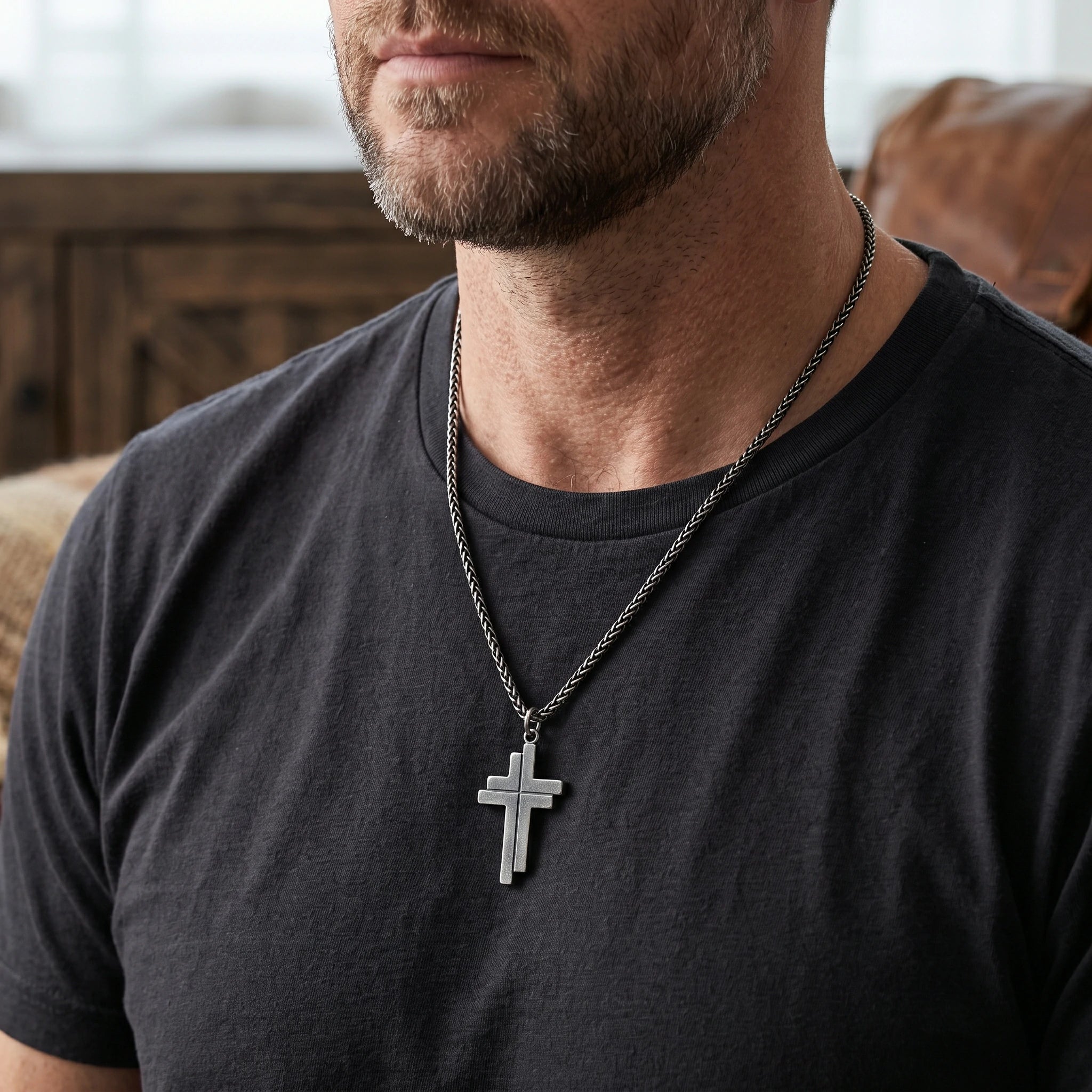 Custom 925 Sterling Silver Layered Cross Pendant for Spiritual Fortitude & Divine Light