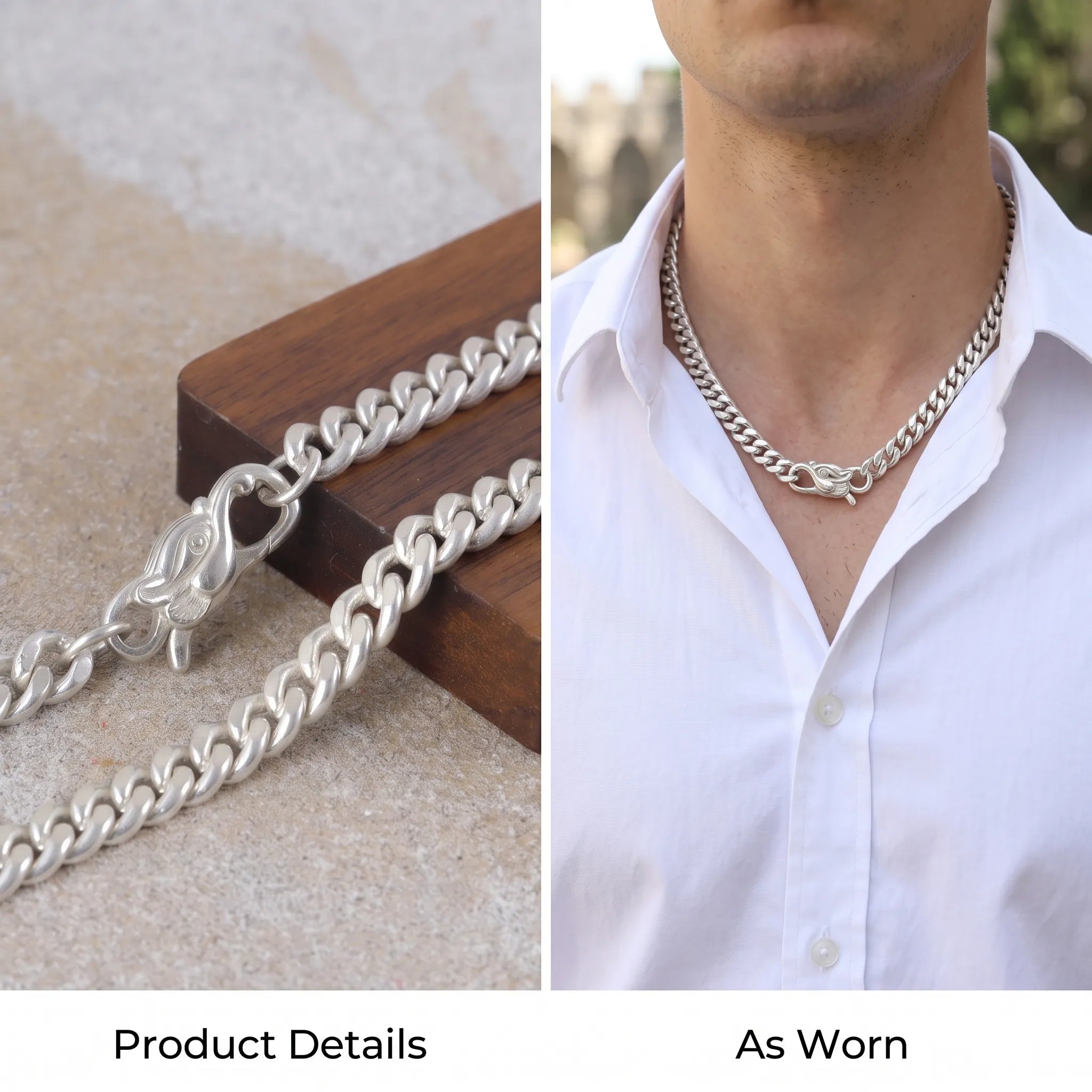 925 Sterling Silver Cuban Chain, Unique Dragon Head Lobster Clasp, 3mm–8mm Sizes, Birthday Gift for Men