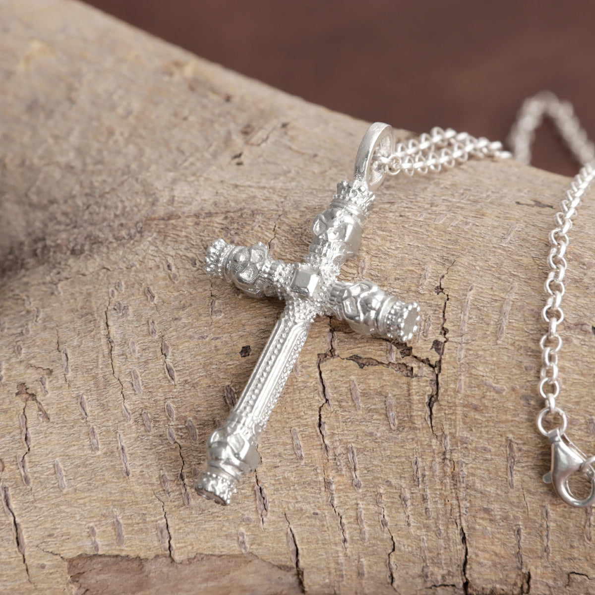925 Sterling Silver Four Skull Cross Pendant Proclaiming Christ Victory Over Death