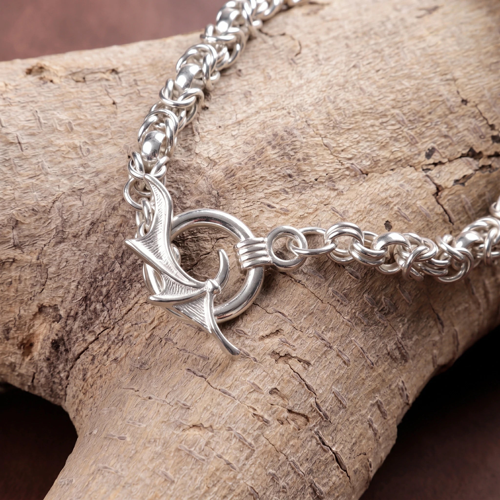 Heavy 925 Sterling Silver Byzantine Chain Bat Wing Clasp Lifetime Wear Bracelet