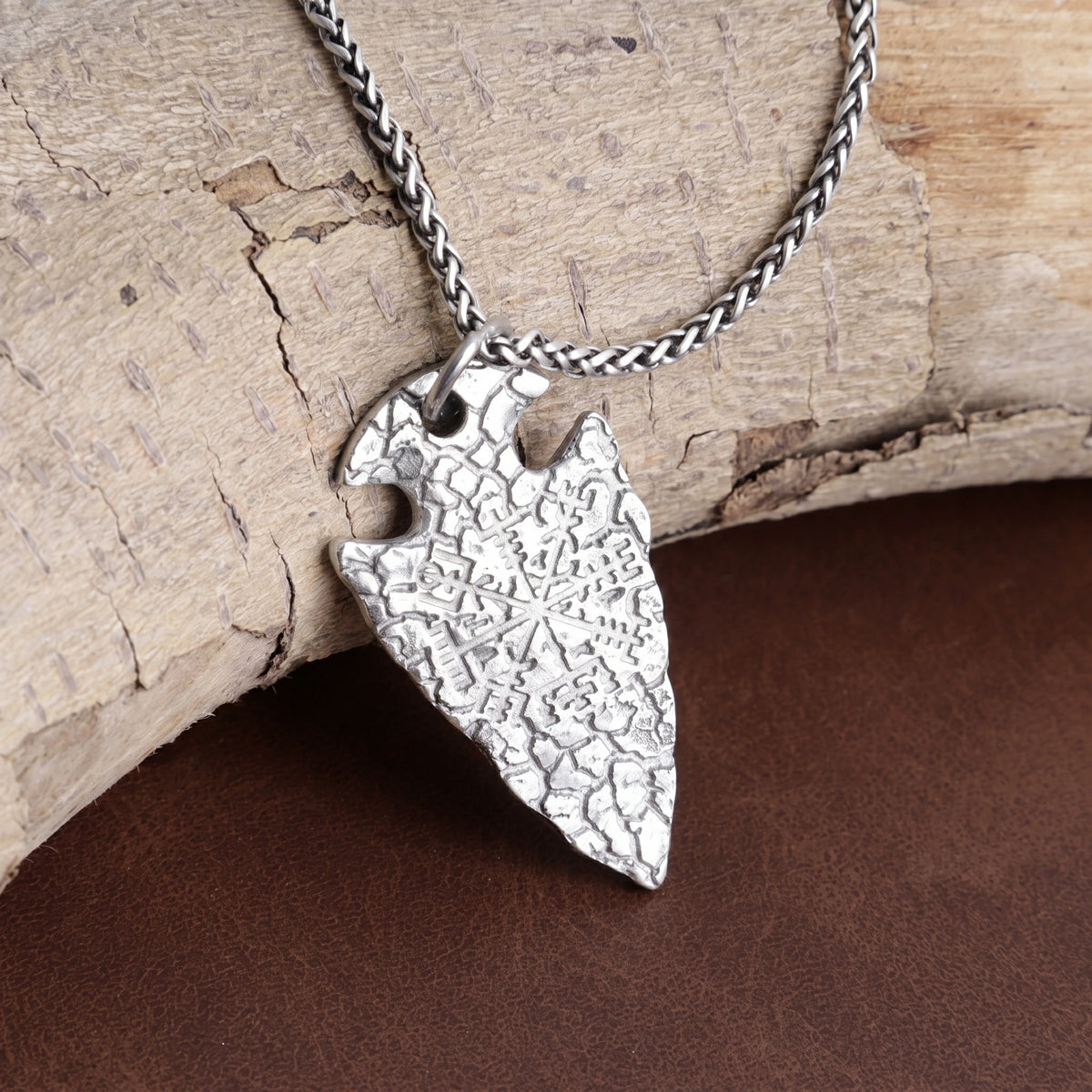 925 Sterling Silver Viking Vegvisir Arrowhead Pendant For Guidance Strength And Protection