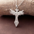 Custom 925 Sterling Silver Angel Wing Cross Pendant for Divine Heavenly Protection