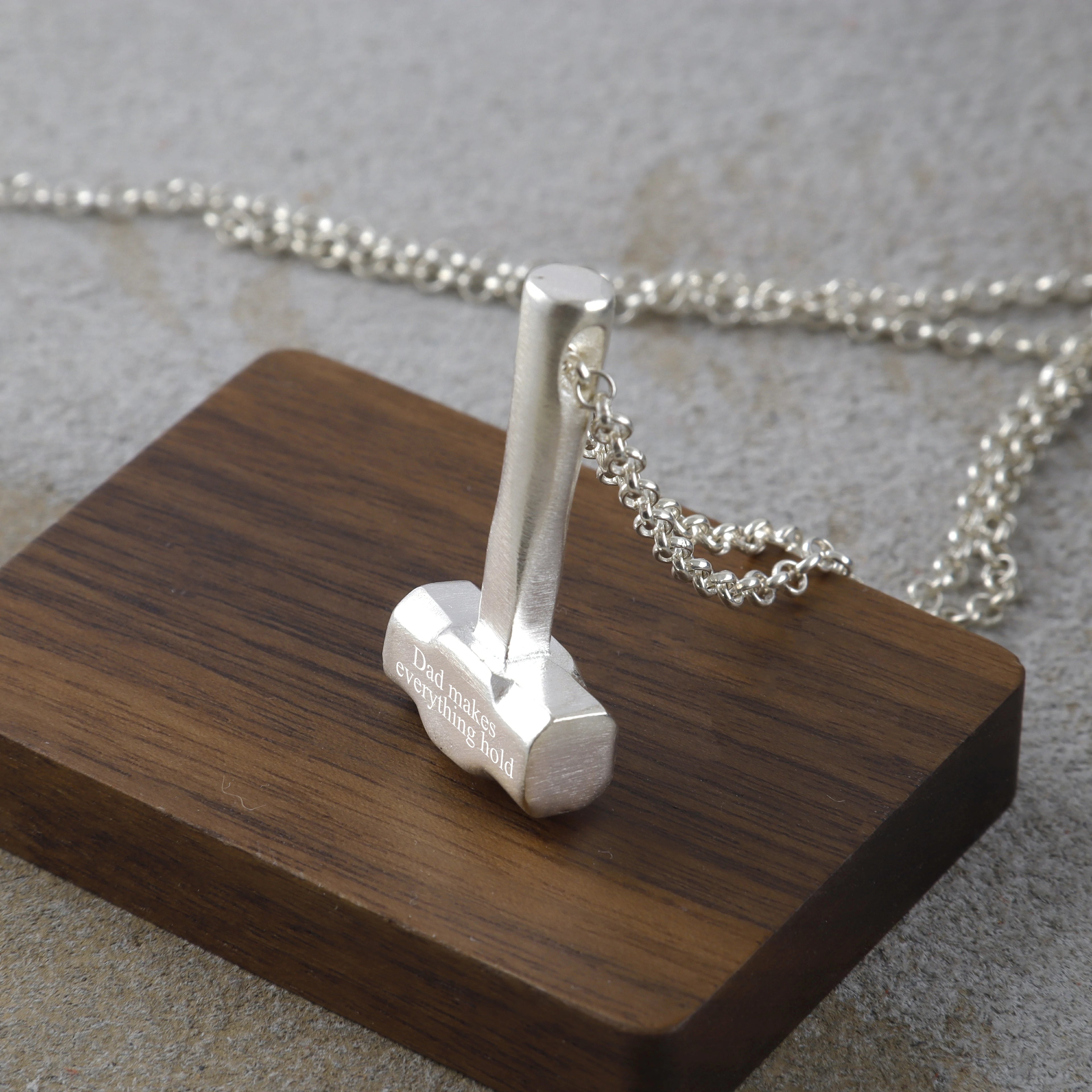 925 Sterling Silver Engravable Hammer Pendant, Personalized Artisan Jewelry