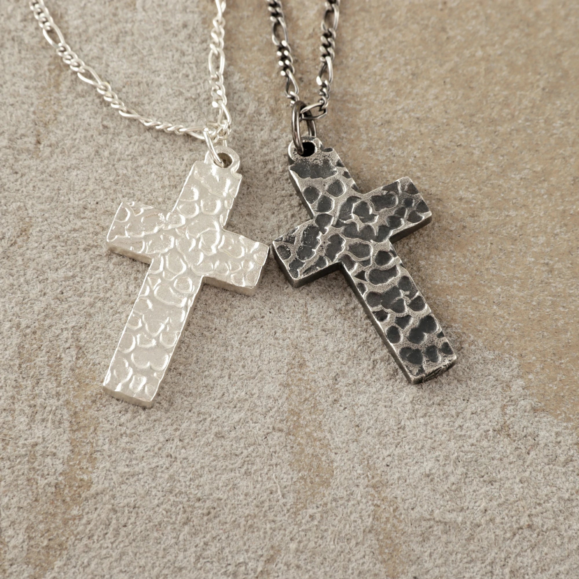 925 Sterling Silver Hammered Holy Cross Durable Custom Engravable Faith Pendant Necklace