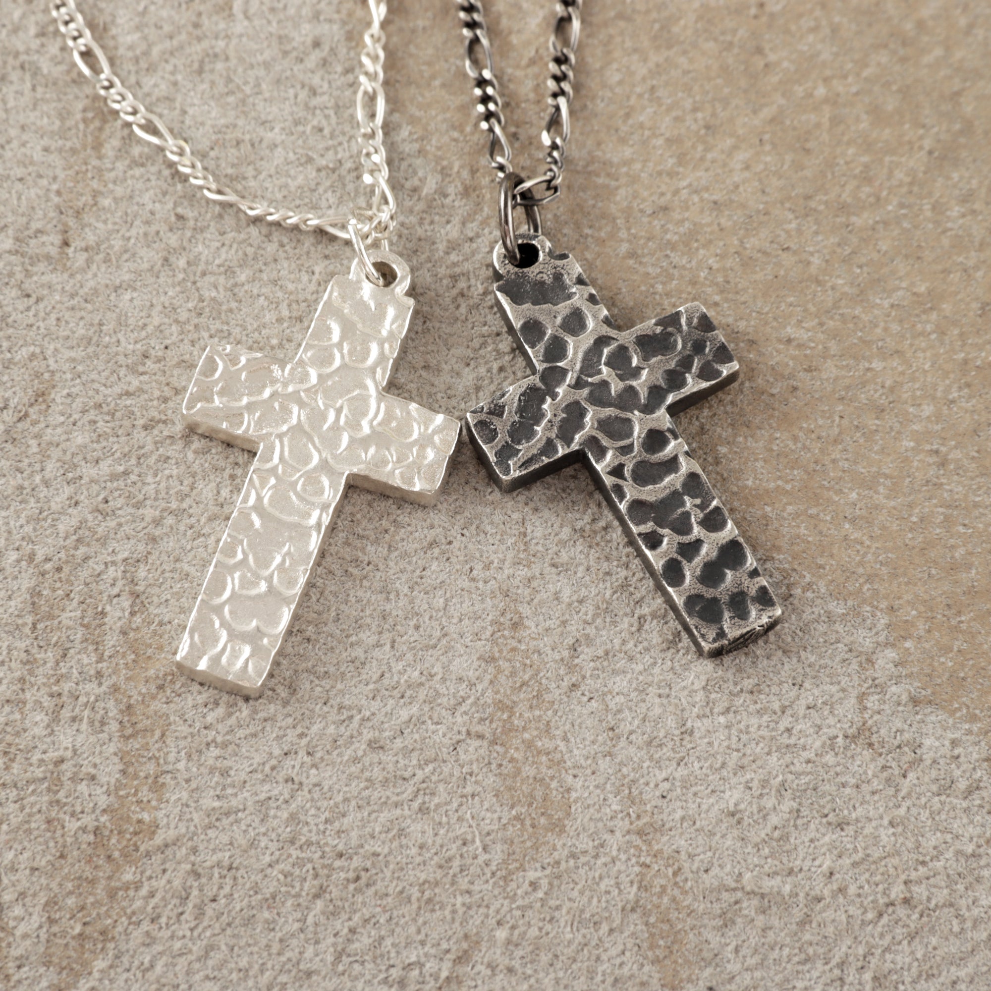925 Sterling Silver Hammered Holy Cross Durable Custom Engravable Faith Pendant Necklace
