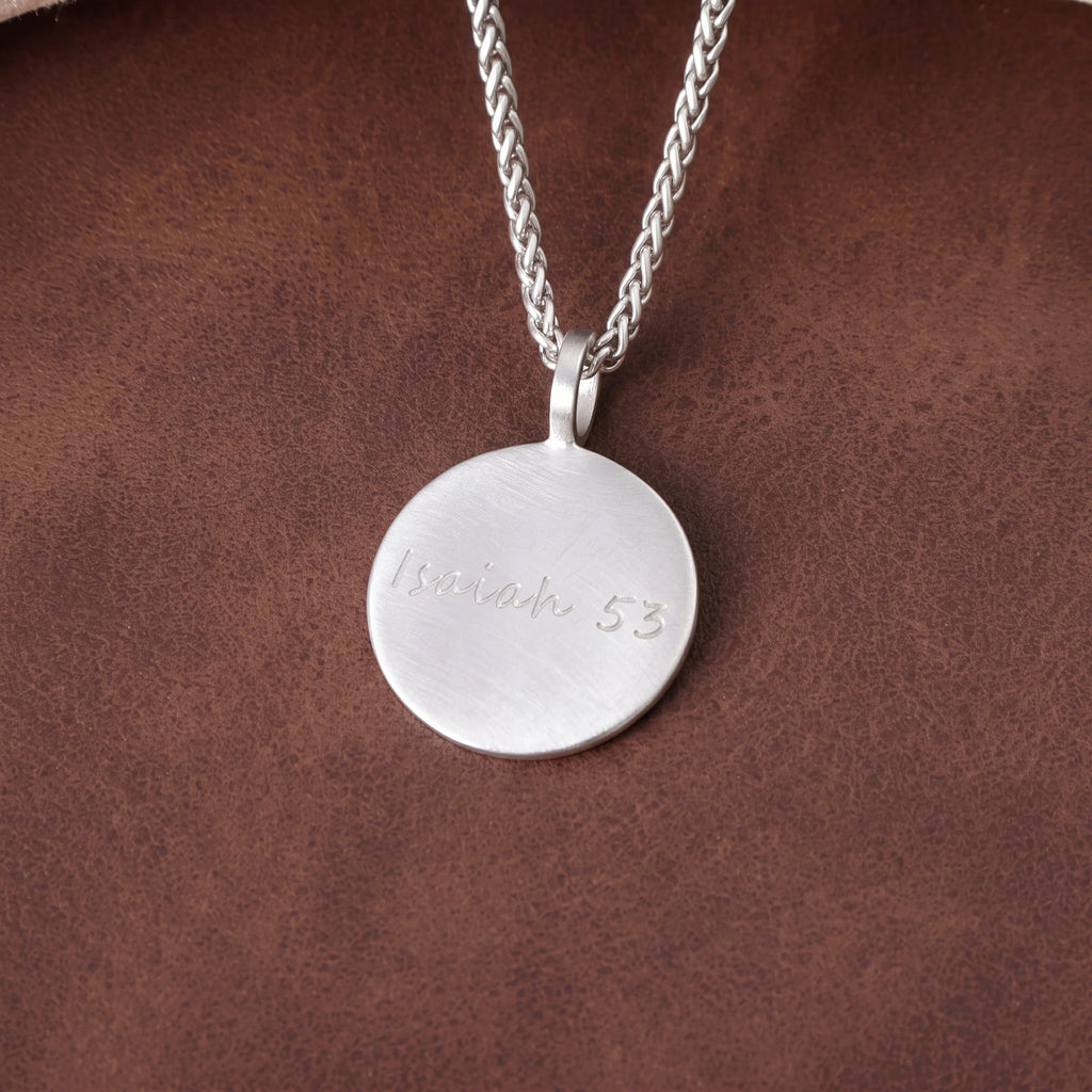 925 Sterling Silver Engravable Lunar Surface Moon Pendant With Cosmic Textured Edge