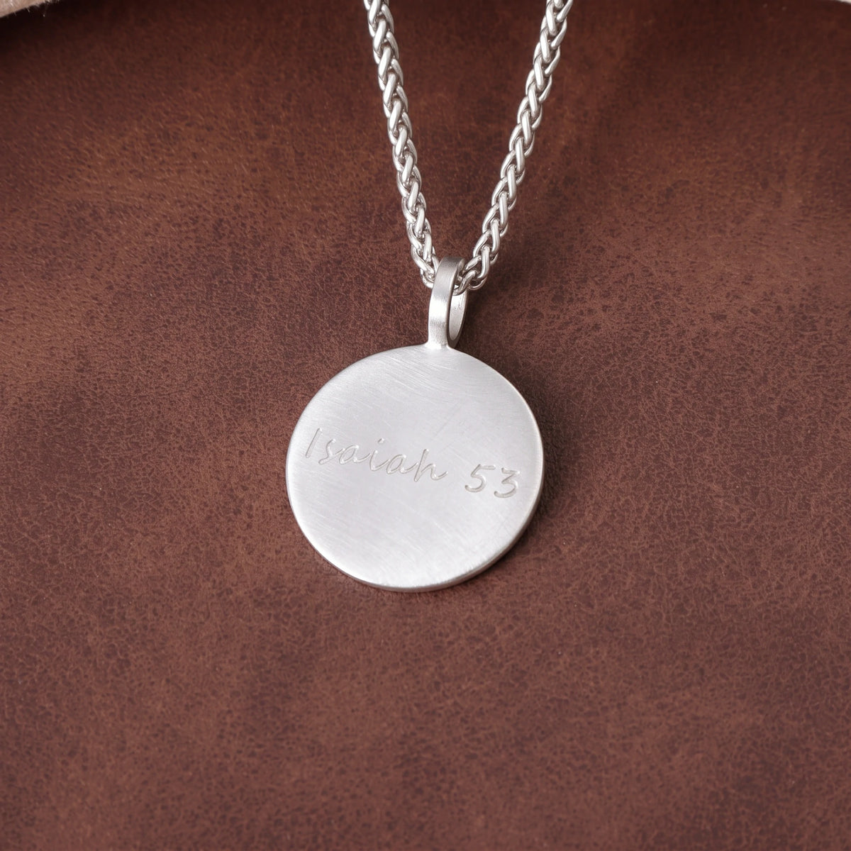 925 Sterling Silver Engravable Lunar Surface Moon Pendant With Cosmic Textured Edge