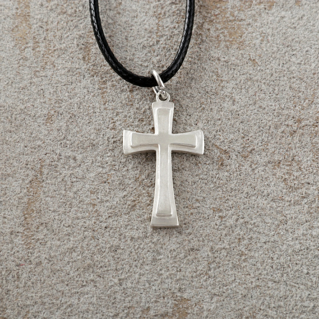 925 Sterling Silver Heirloom Tiered Holy Cross Engravable Faith Pendant Necklace