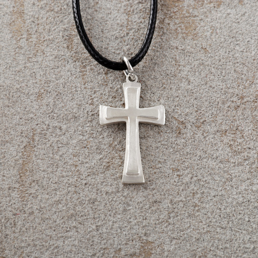 925 Sterling Silver Heirloom Tiered Holy Cross Engravable Faith Pendant Necklace