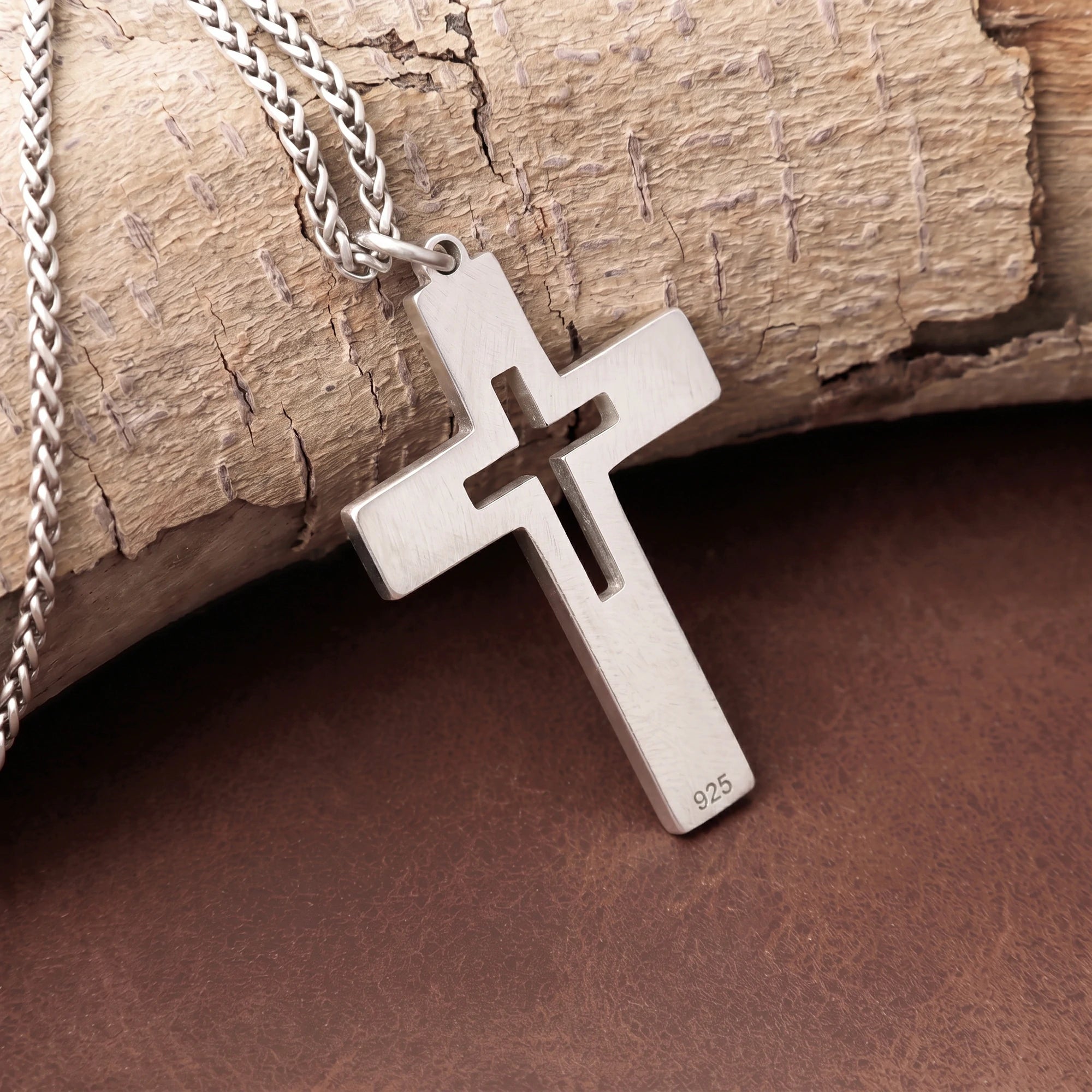 925 Sterling Silver Cutout Cross Pendant for Sacred Faith Within & Divine Protection