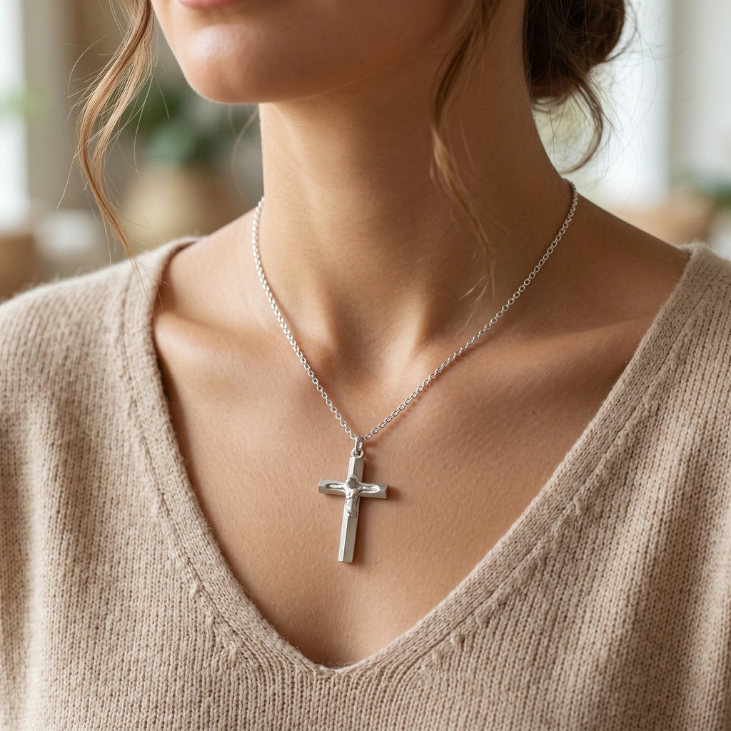 925 Sterling Silver Holy Crucifix, Sacred Jesus Cross Pendant for Faith & Salvation