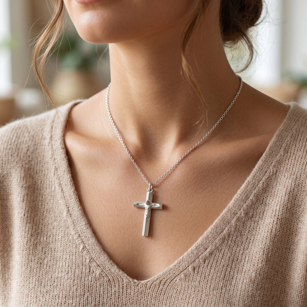 925 Sterling Silver Holy Crucifix, Sacred Jesus Cross Pendant for Faith & Salvation