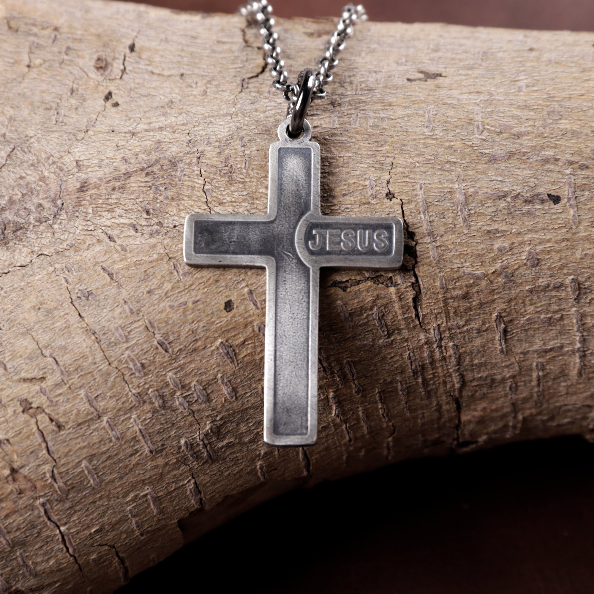 925 Sterling Silver Jesus Name Cross Durable Custom Engravable Pendant Necklace