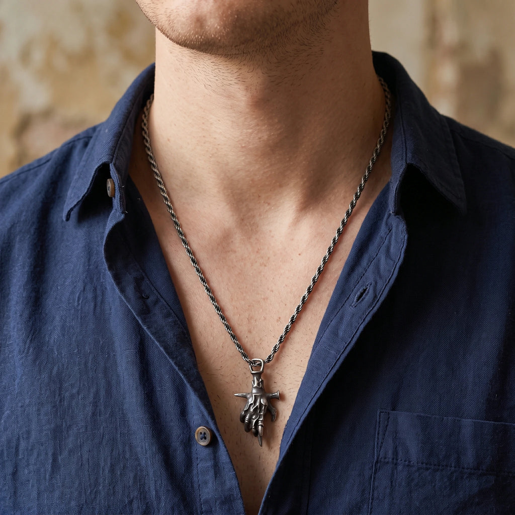 925 Sterling Silver Holy Nail Crucifixion Hand Pendant Bearing His Eternal Sacrifice