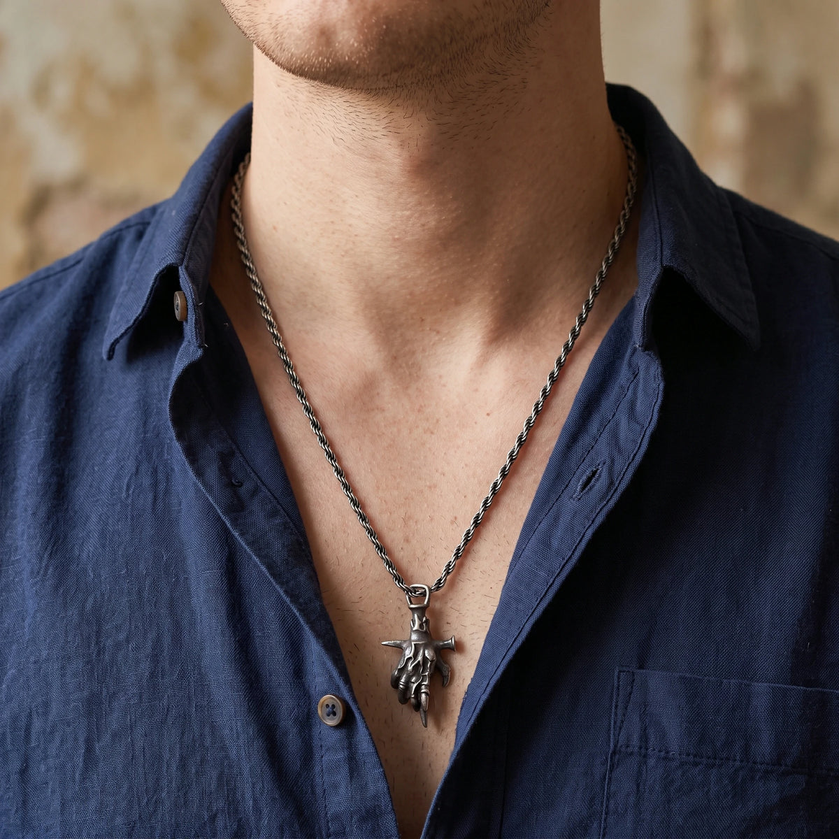 925 Sterling Silver Holy Nail Crucifixion Hand Pendant Bearing His Eternal Sacrifice