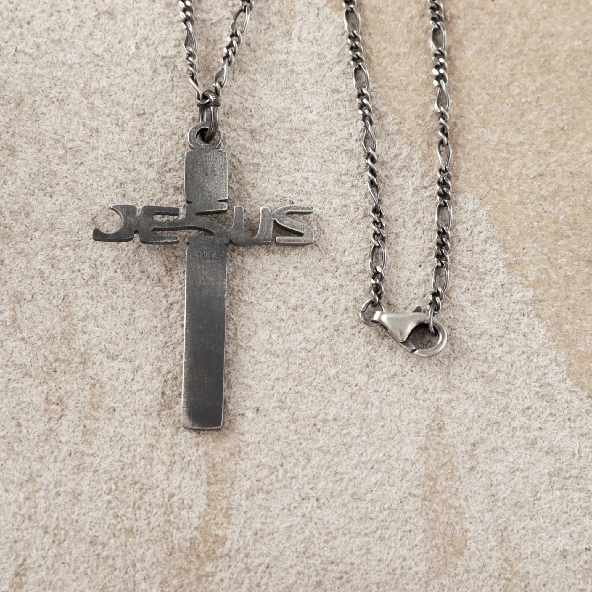 925 Sterling Silver Jesus Name Cross Durable Engravable Sacred Pendant Necklace