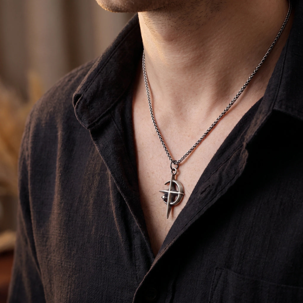 925 Sterling Silver Crescent Cross Pendant Anchored In Heavenly Grace And Salvation