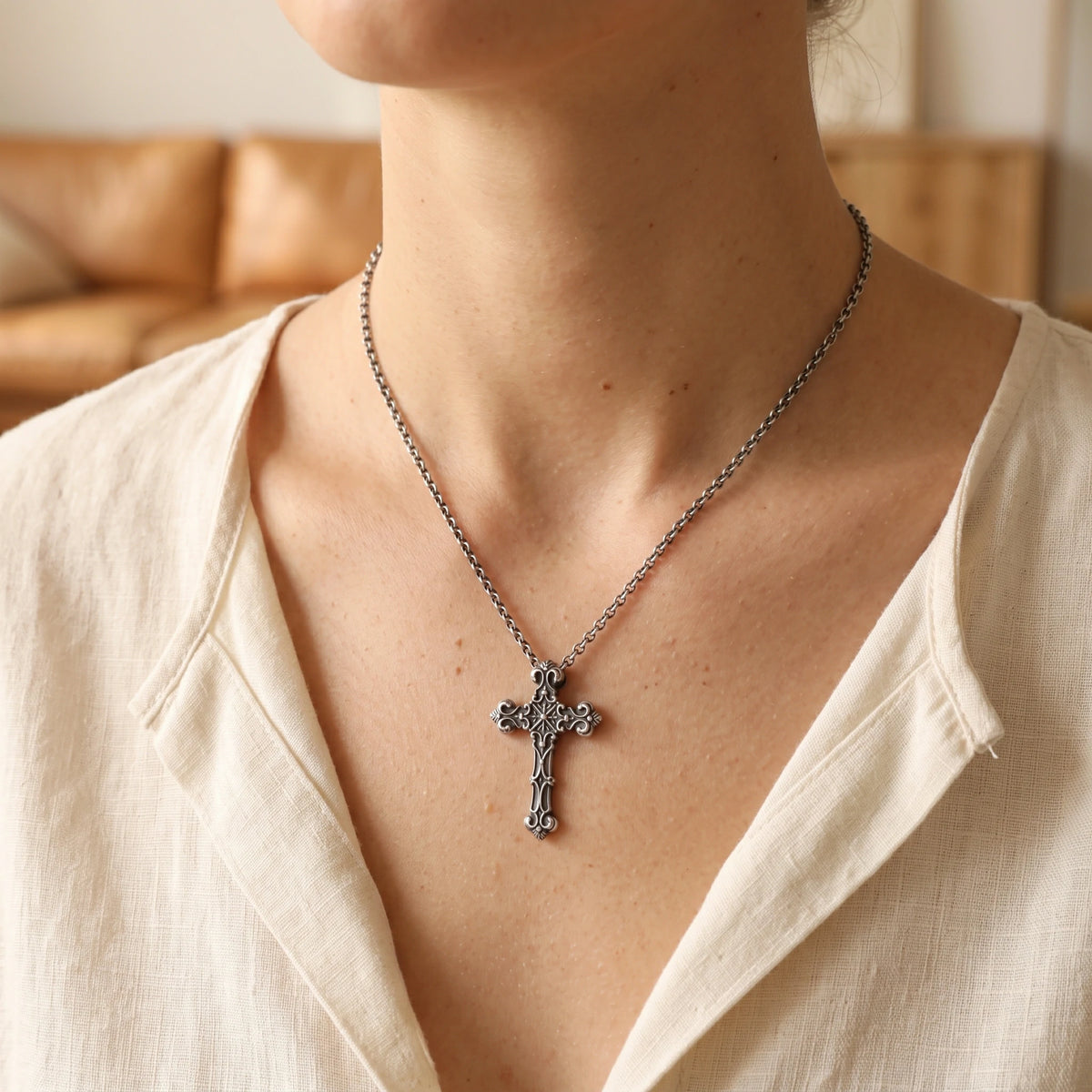 Custom 925 Sterling Silver Baroque Cross Pendant Enfolding Your Soul In Heavenly Grace