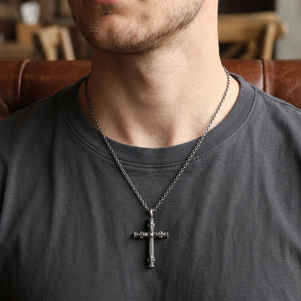 925 Sterling Silver Four Skull Cross Pendant Proclaiming Christ Victory Over Death