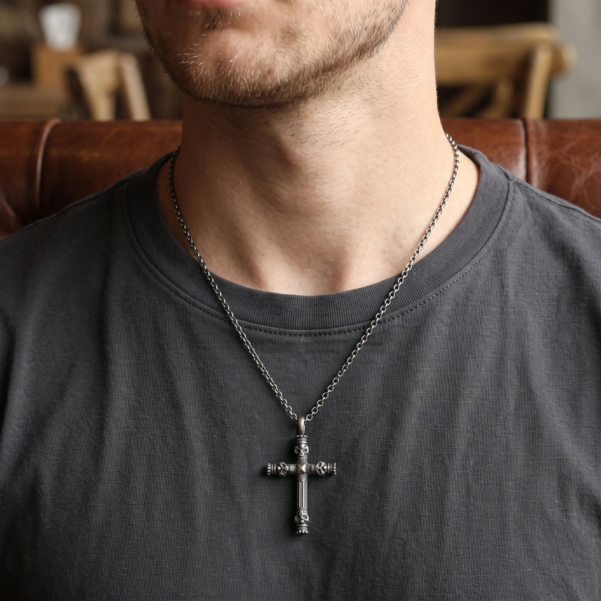 925 Sterling Silver Four Skull Cross Pendant Proclaiming Christ Victory Over Death