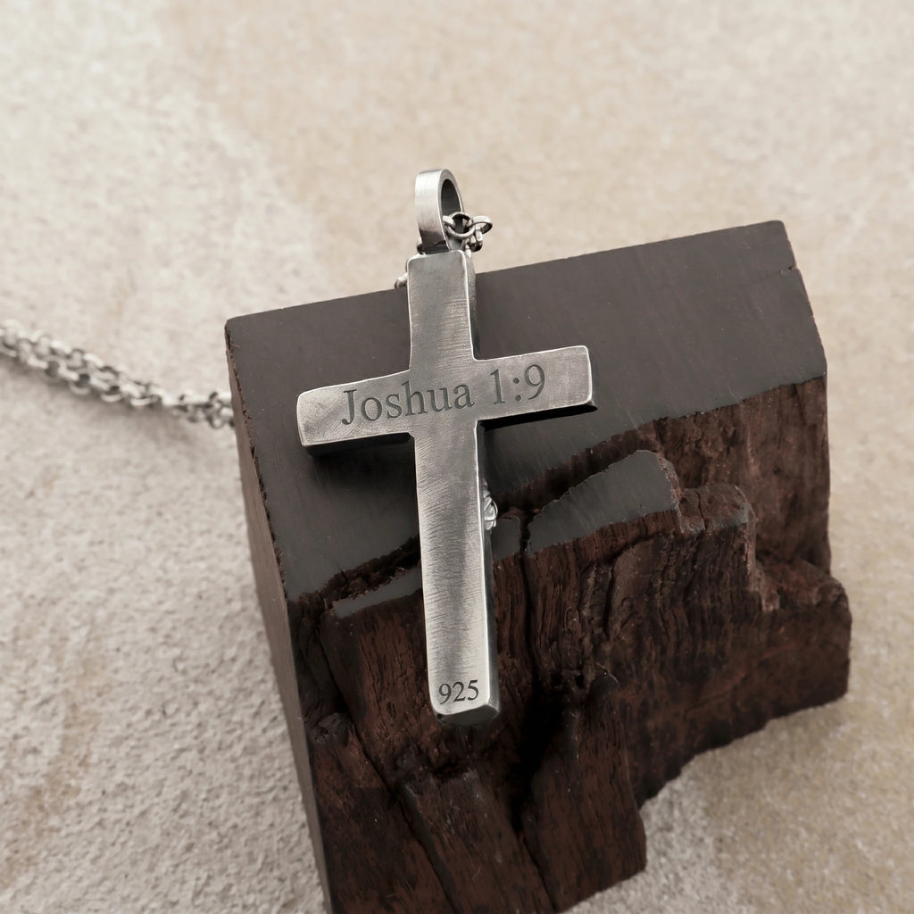 Sacred Jesus Crucifix Pendant, Engravable Solid 925 Sterling Silver Christian Faith Cross Necklace
