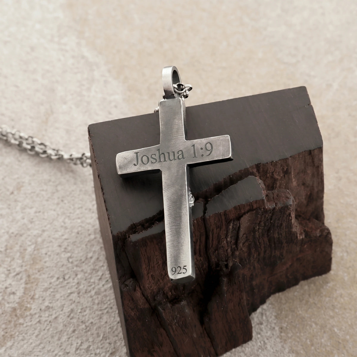 Sacred Jesus Crucifix Pendant, Engravable Solid 925 Sterling Silver Christian Faith Cross Necklace