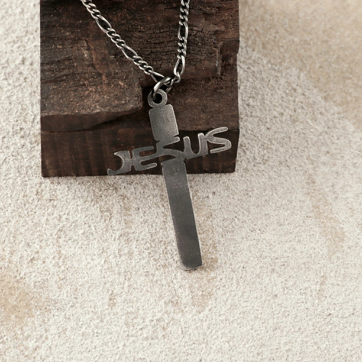 925 Sterling Silver Jesus Name Cross Durable Engravable Sacred Pendant Necklace