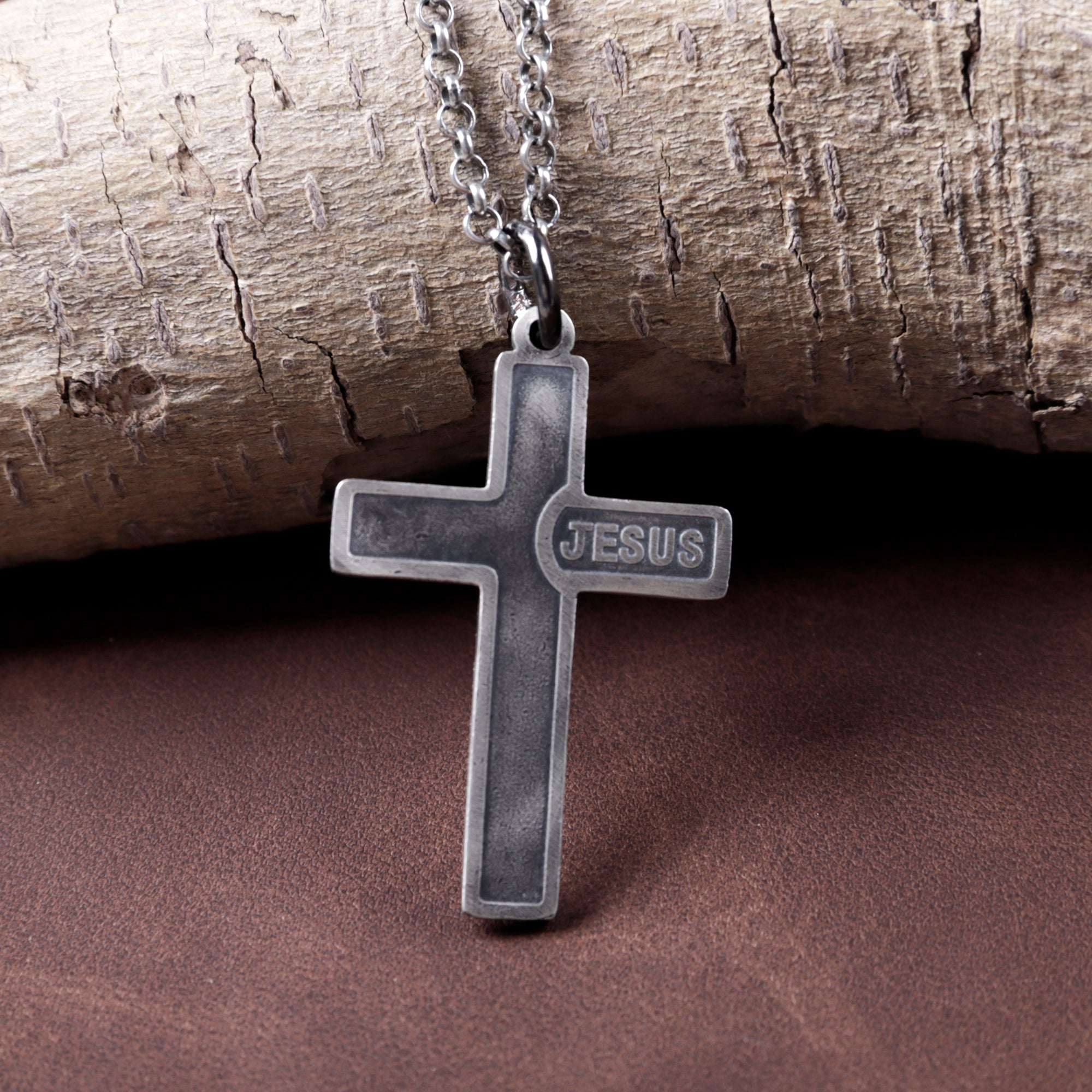 925 Sterling Silver Jesus Name Cross Durable Custom Engravable Pendant Necklace