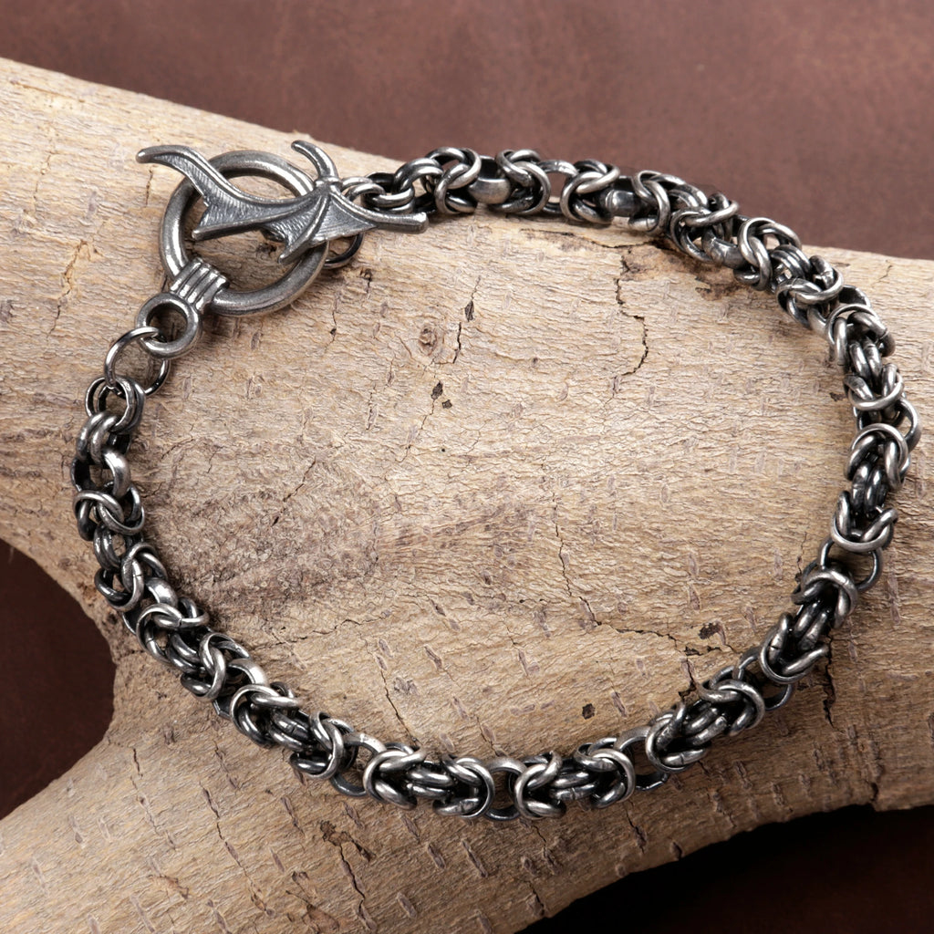 Heavy 925 Sterling Silver Byzantine Chain Bat Wing Clasp Lifetime Wear Bracelet