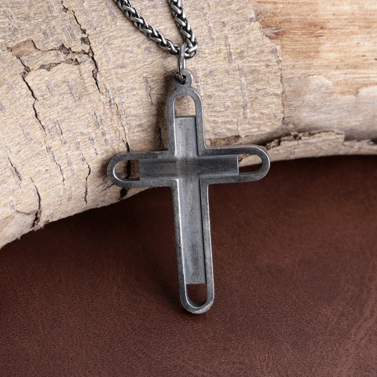 Engraved 925 Sterling Silver Layered Cross Pendant for Unshakable Faith & Sacred Protection