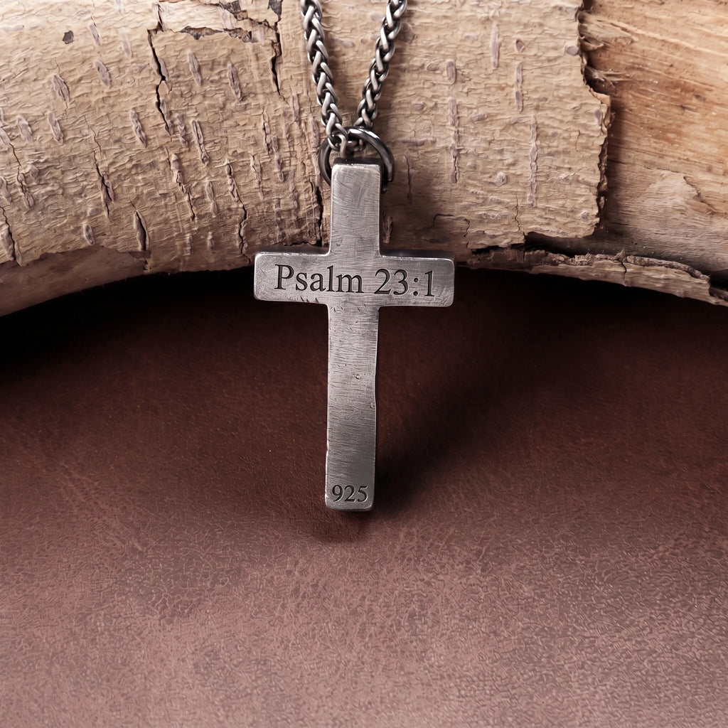 Custom Engravable 925 Silver Inset Crucifix Heirloom Jesus Pendant