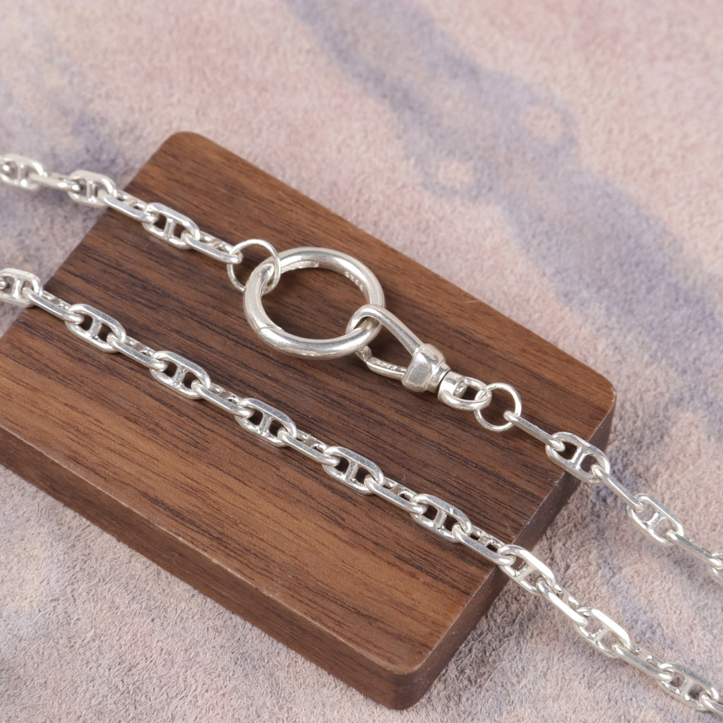 Unisex 925 Sterling Silver Mariner Anchor Chain Necklace-Spring Clasp for Pendant