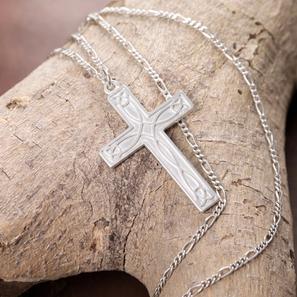 925 Sterling Silver Celtic Trinity Cross Durable Engravable Pendant Faith Gift