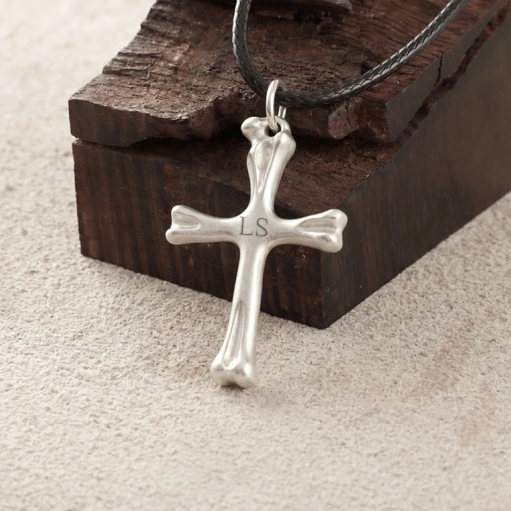 925 Sterling Silver Sculpted Skeletal Cross Durable Religious Pendant Necklace